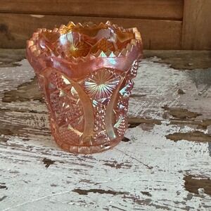 Imperial Carnival Glass Marigold‎ Daisy and Button Toothpick Holder MCM Art Deco